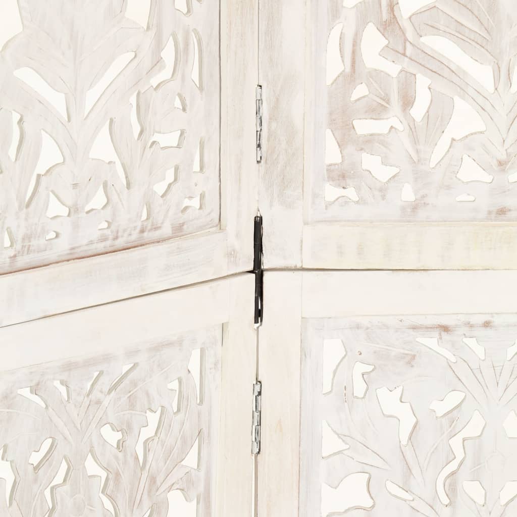 Cloison de séparation 5 panneaux Blanc 200x165 cm Bois manguier - XIOS
