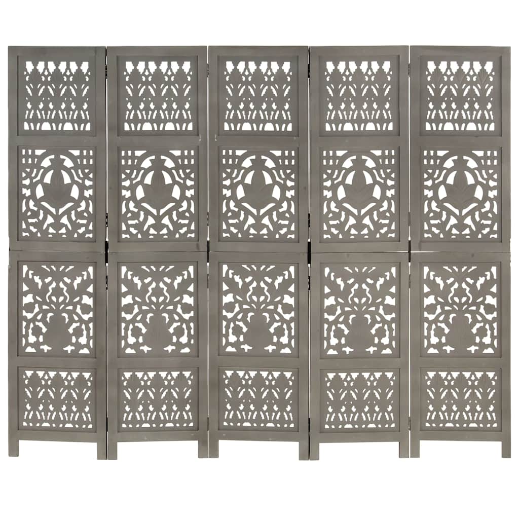Cloison de séparation 5 panneaux Gris 200x165 cm Bois manguier - XIOS