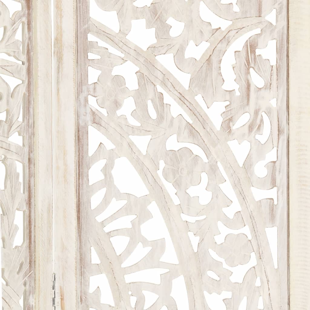 Cloison de séparation 3 panneaux Blanc 120x165 cm Bois manguier - XIOS