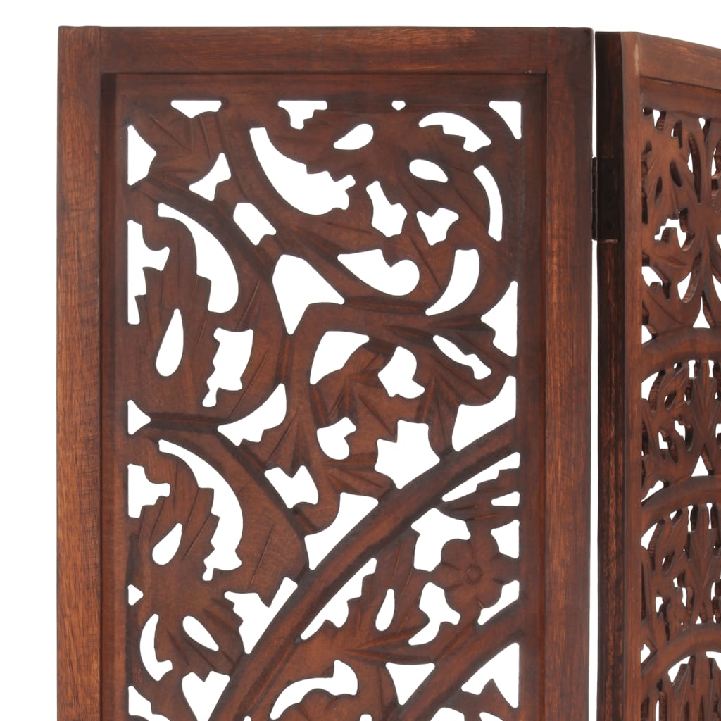 Cloison de séparation 3 panneaux Marron 120x165cm Bois manguier - XIOS