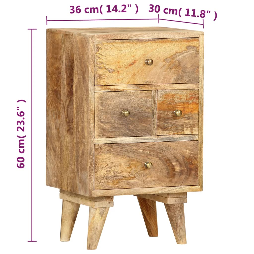 Table de chevet 36 x 30 x 60 cm Bois de manguier massif