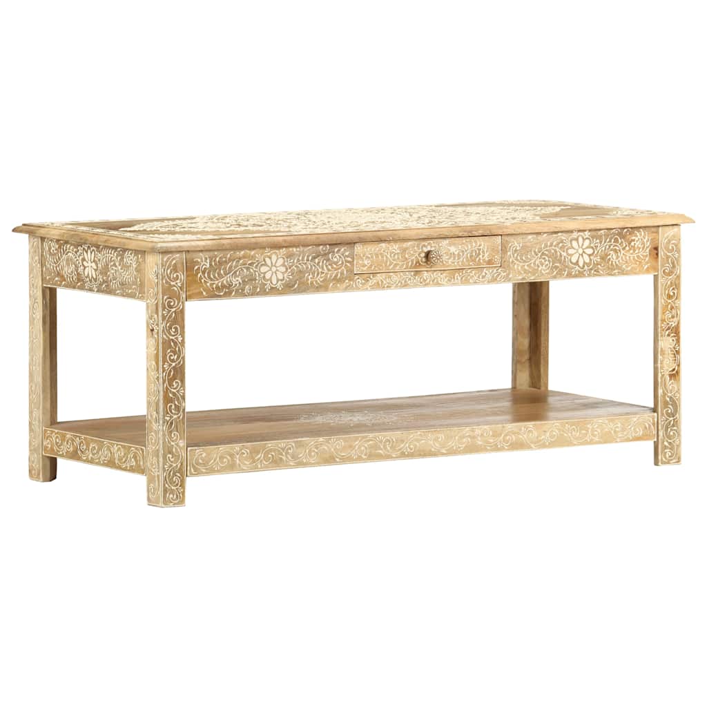 Table basse peinte à main 110x50x45 cm Bois de manguier massif - XIOS