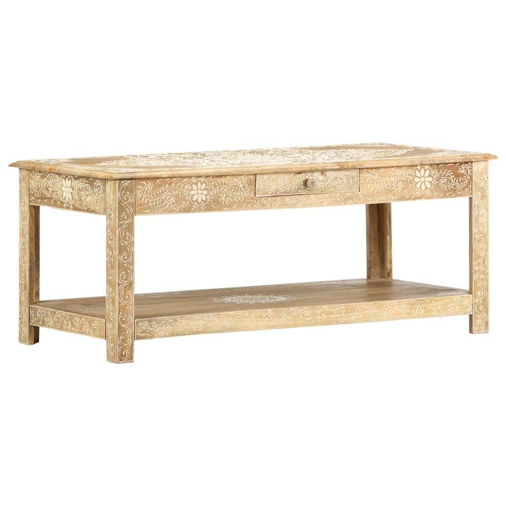 Table basse peinte à main 110x50x45 cm Bois de manguier massif - XIOS