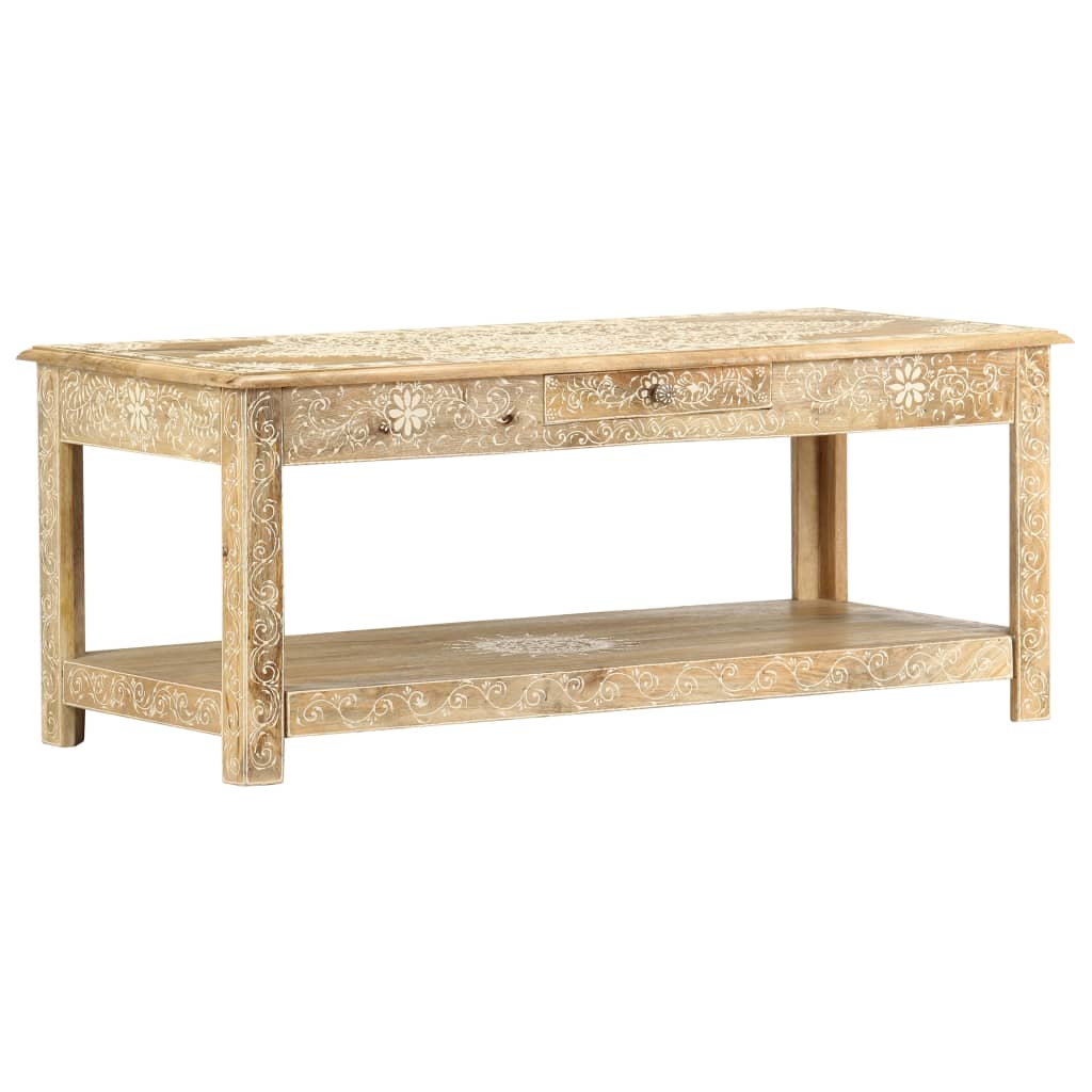 Table basse peinte à main 110x50x45 cm Bois de manguier massif - XIOS
