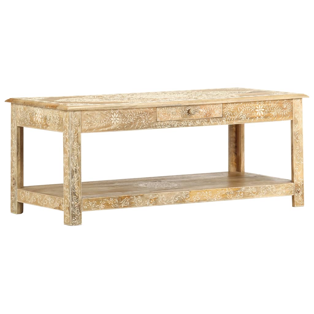 Table basse peinte à main 110x50x45 cm Bois de manguier massif - XIOS