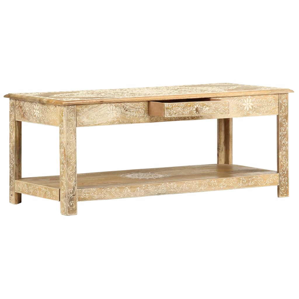 Table basse peinte à main 110x50x45 cm Bois de manguier massif - XIOS