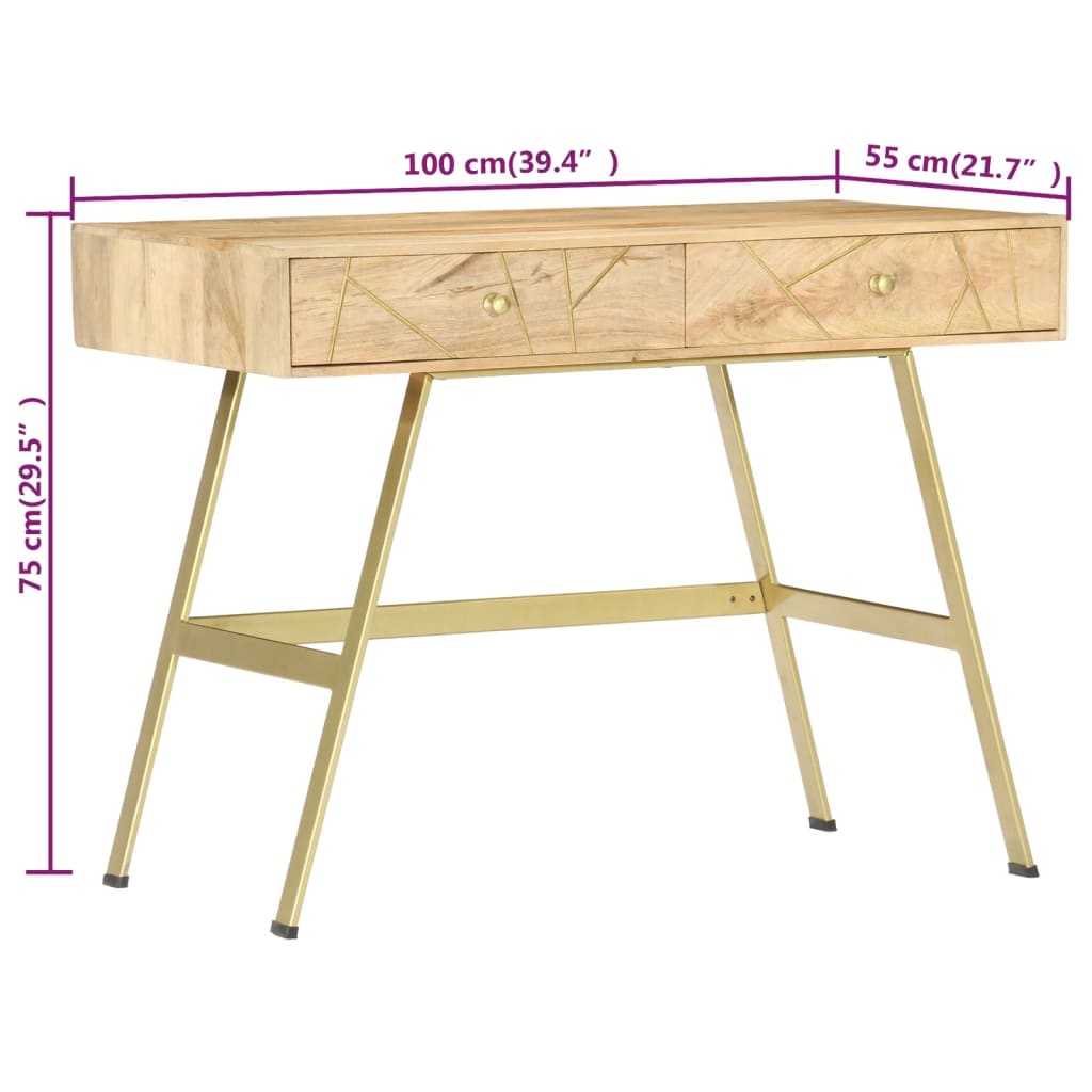 Bureau avec tiroirs 100x55x75 cm bois solide de manguier - XIOS