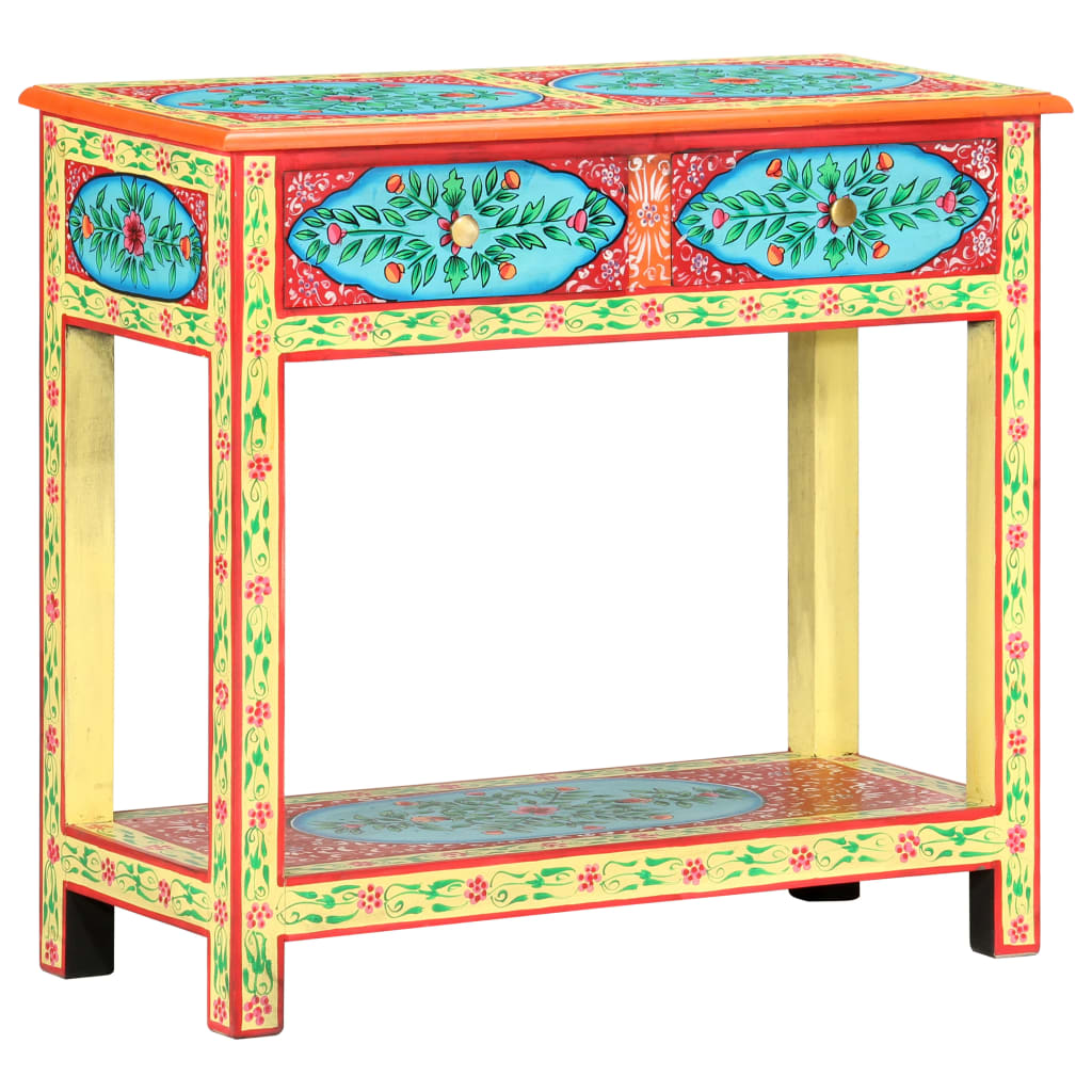 Table console peinte à la main 80x35x75 cm Bois de manguier - XIOS