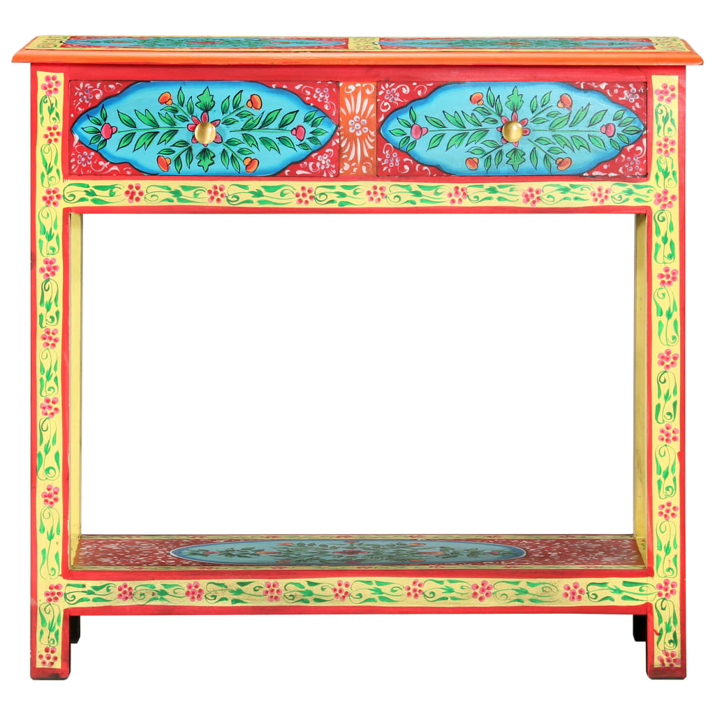 Table console peinte à la main 80x35x75 cm Bois de manguier - XIOS