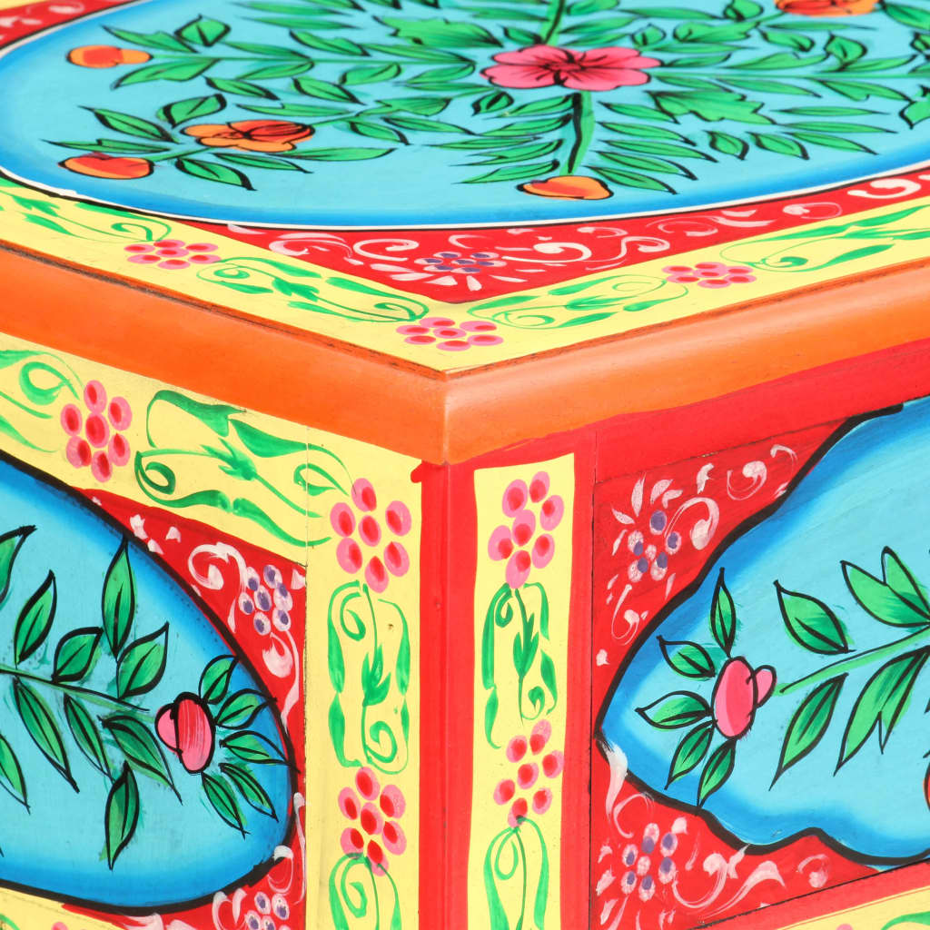 Table console peinte à la main 80x35x75 cm Bois de manguier - XIOS