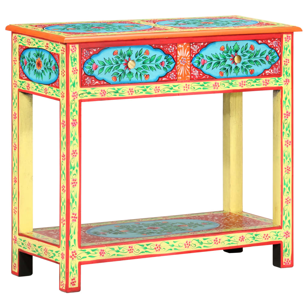 Table console peinte à la main 80x35x75 cm Bois de manguier - XIOS