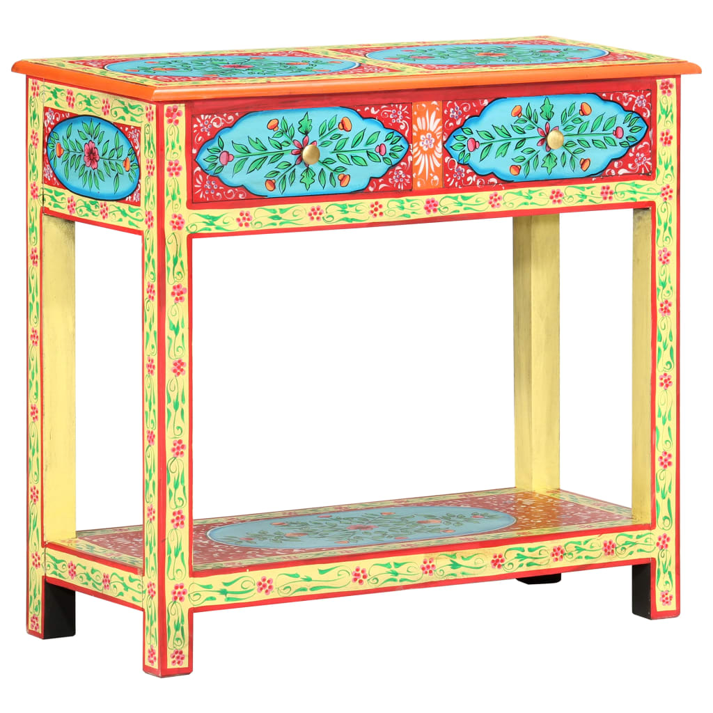 Table console peinte à la main 80x35x75 cm Bois de manguier - XIOS