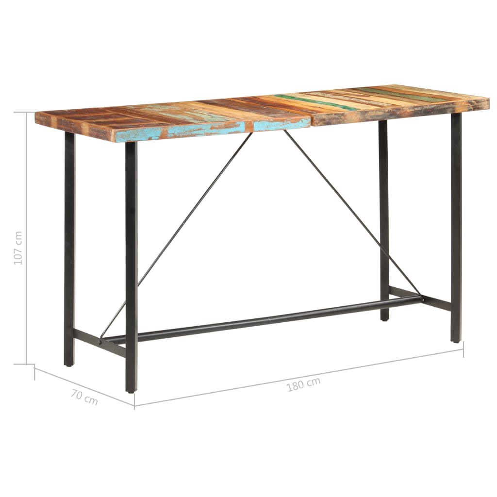 Table de bar 180x70x107 cm Bois de récupération solide - XIOS