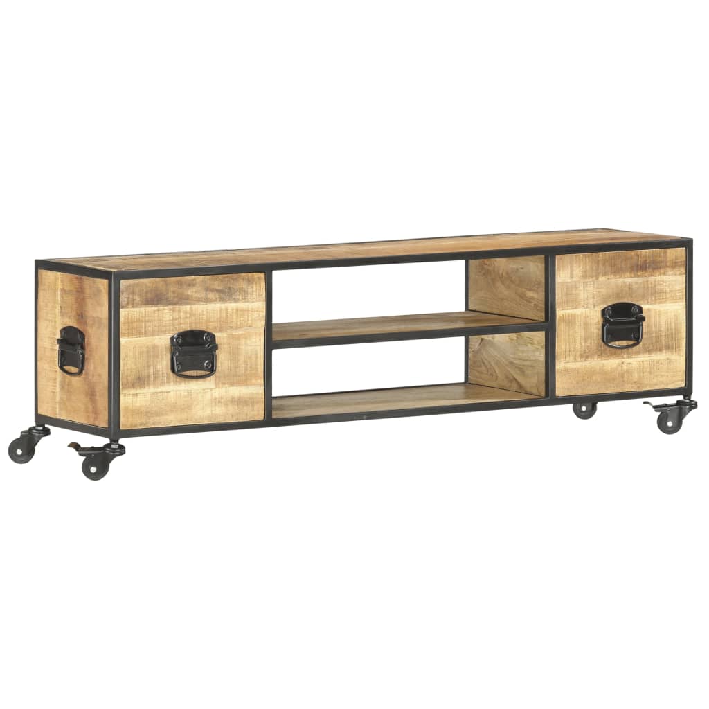 Meuble TV 130x30x39 cm Bois massif de manguier - XIOS