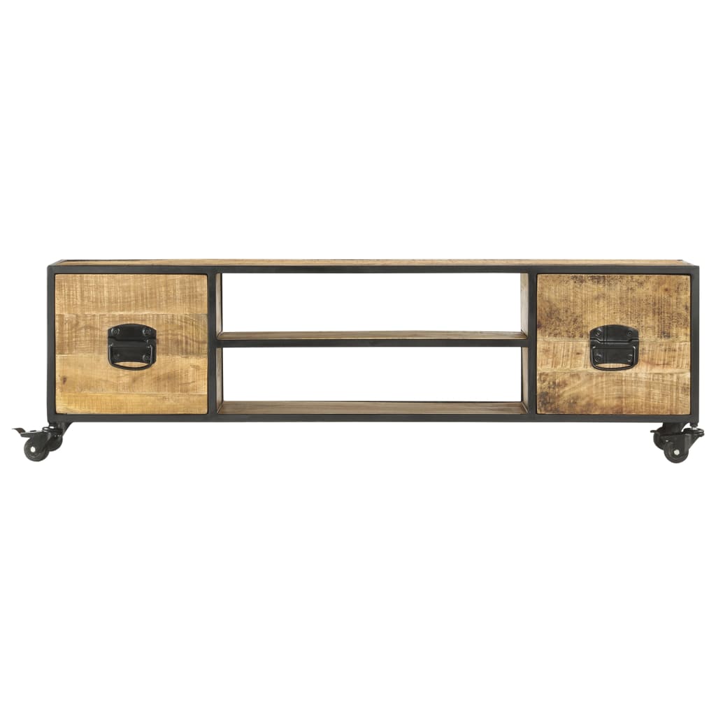 Meuble TV 130x30x39 cm Bois massif de manguier - XIOS