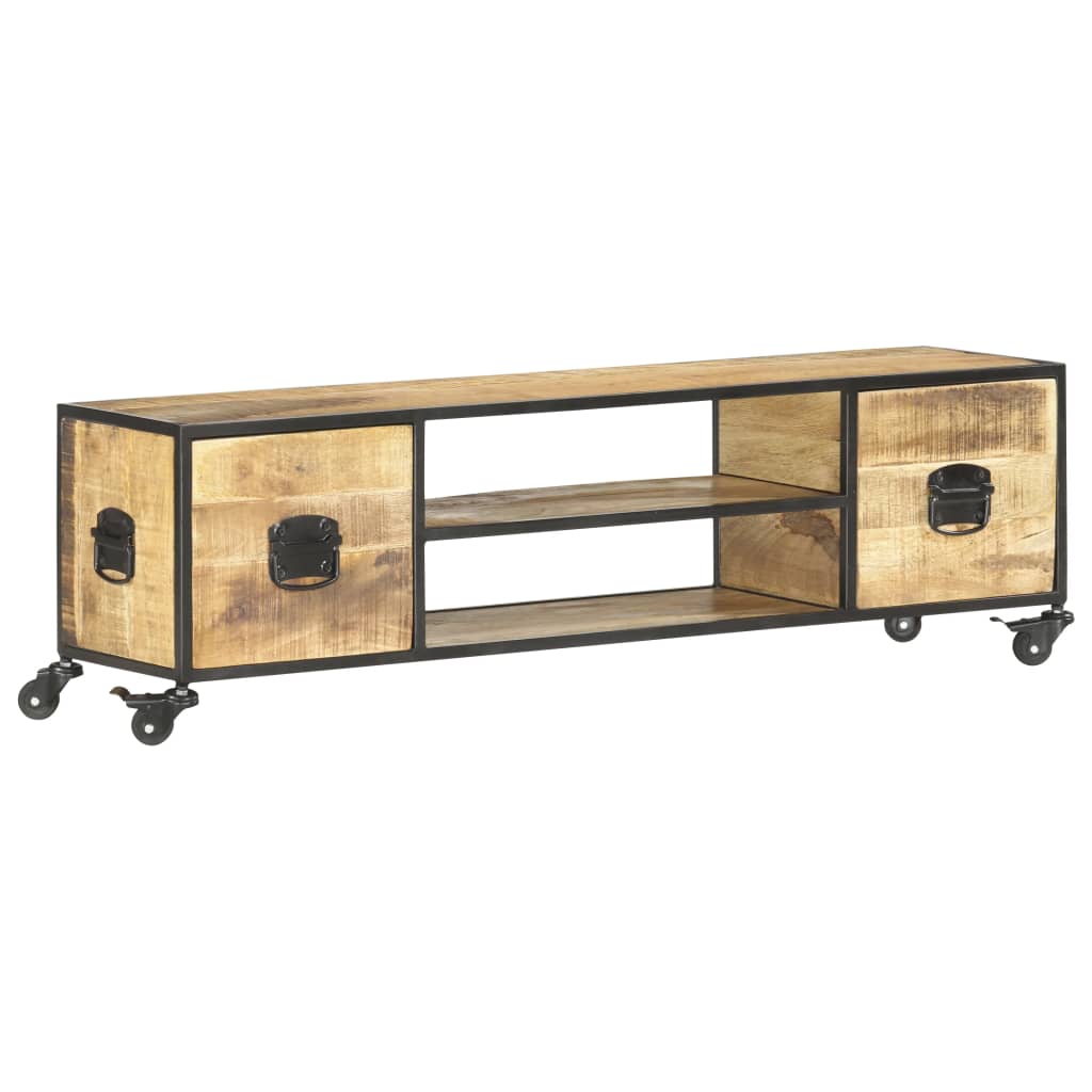 Meuble TV 130x30x39 cm Bois massif de manguier - XIOS