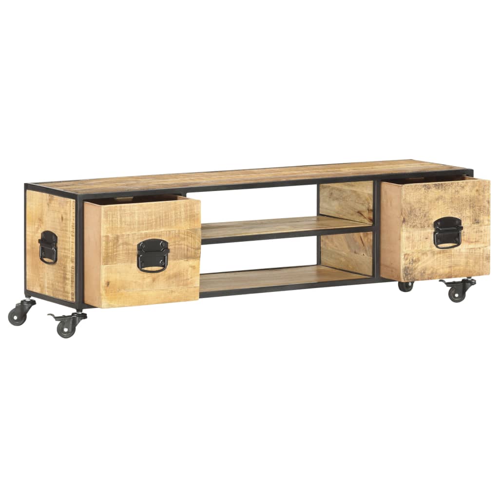 Meuble TV 130x30x39 cm Bois massif de manguier - XIOS