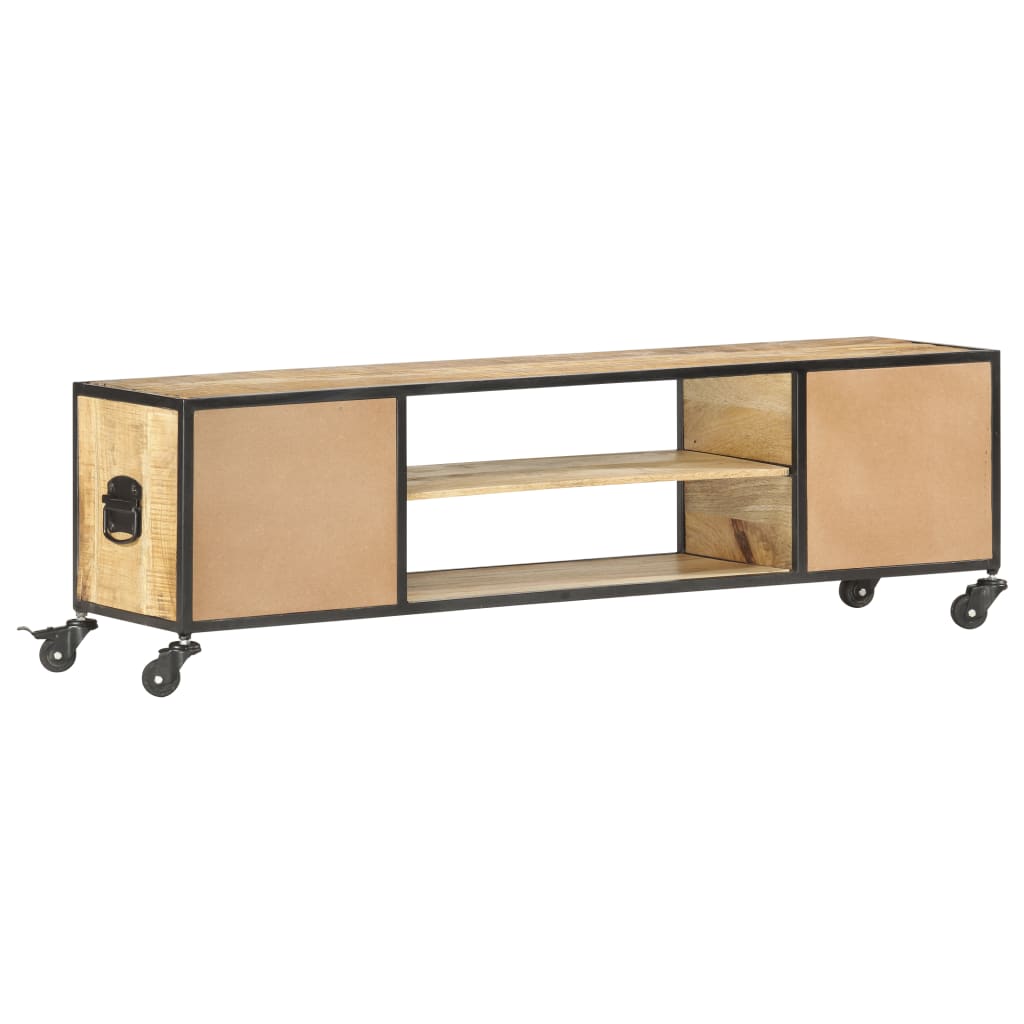 Meuble TV 130x30x39 cm Bois massif de manguier - XIOS