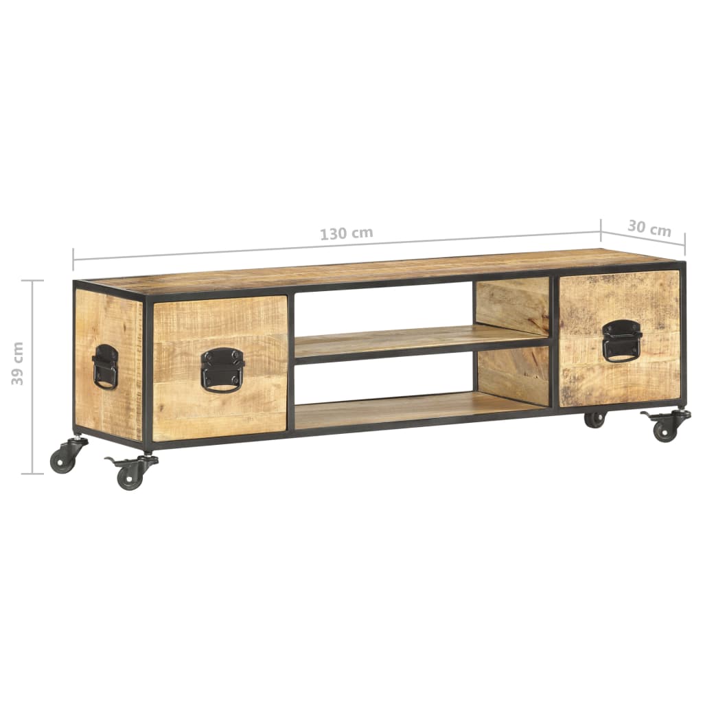 Meuble TV 130x30x39 cm Bois massif de manguier - XIOS