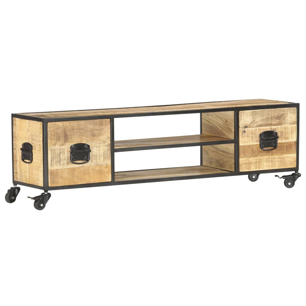Meuble TV 130x30x39 cm Bois massif de manguier - XIOS
