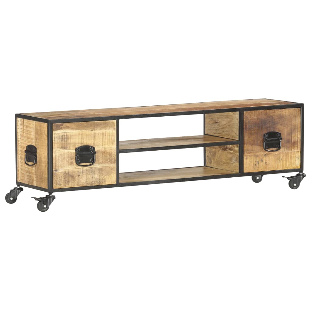 Meuble TV 130x30x39 cm Bois massif de manguier - XIOS