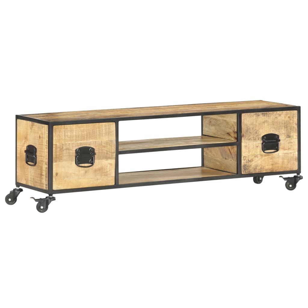 Meuble TV 130x30x39 cm Bois massif de manguier - XIOS