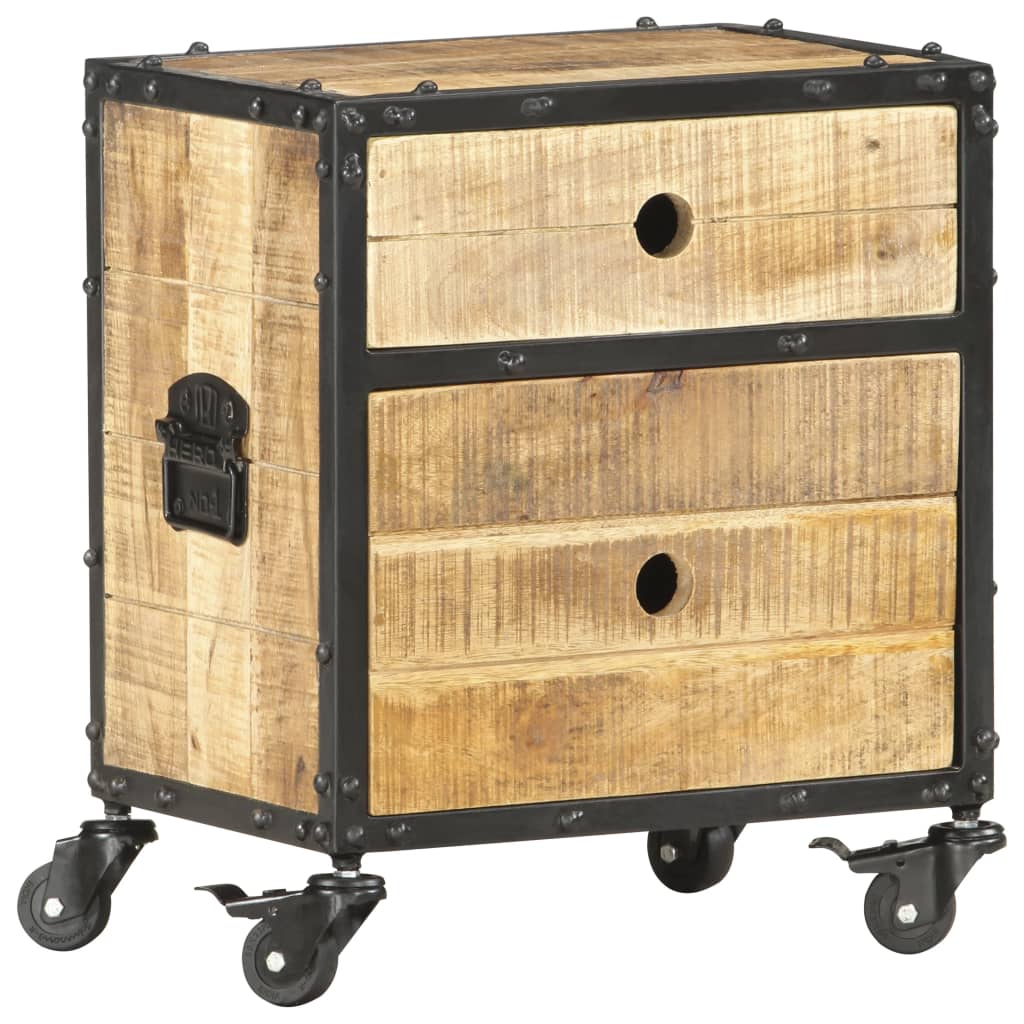 Table de chevet 40x30x50 cm bois de manguier brut - XIOS
