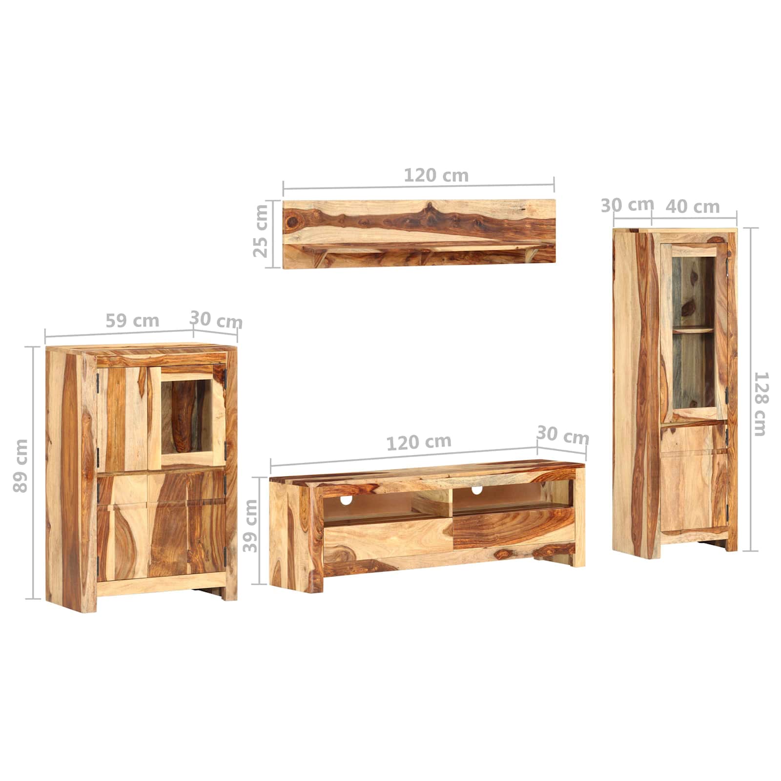 Ensemble de meuble TV avec tiroir Marron 120 x 30 x 39 cm bois