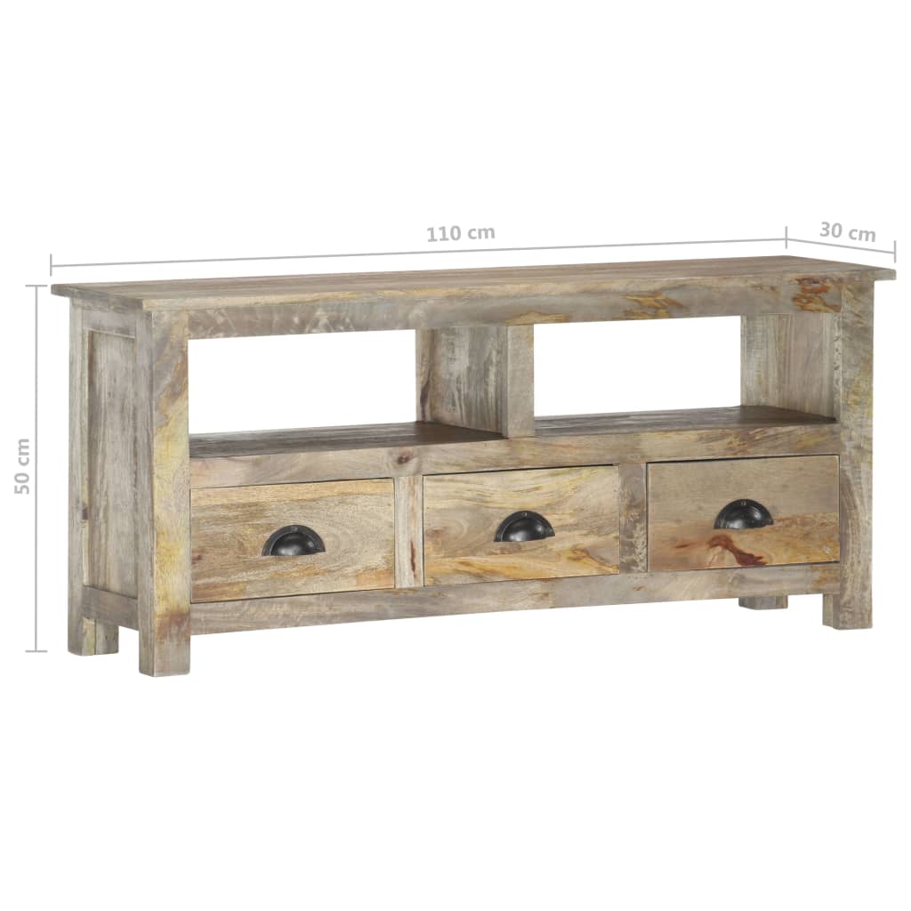 Meuble TV 110x30x50 cm Bois massif de manguier - XIOS
