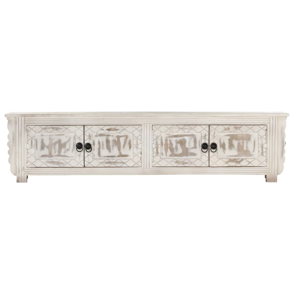 Meuble TV Blanc 140x30x35 cm Bois massif de manguier - XIOS
