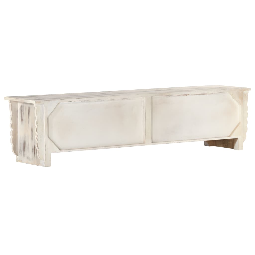 Meuble TV Blanc 140x30x35 cm Bois massif de manguier - XIOS