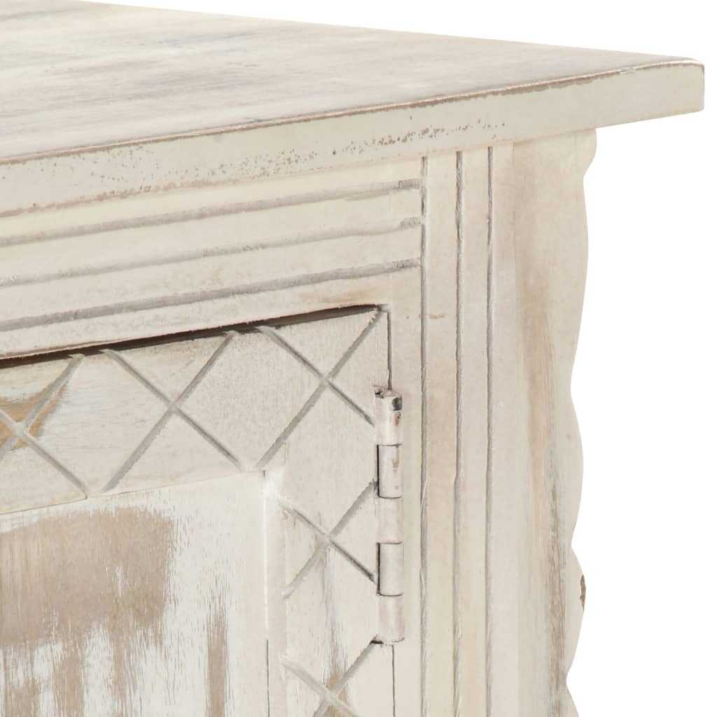 Meuble TV Blanc 140x30x35 cm Bois massif de manguier - XIOS