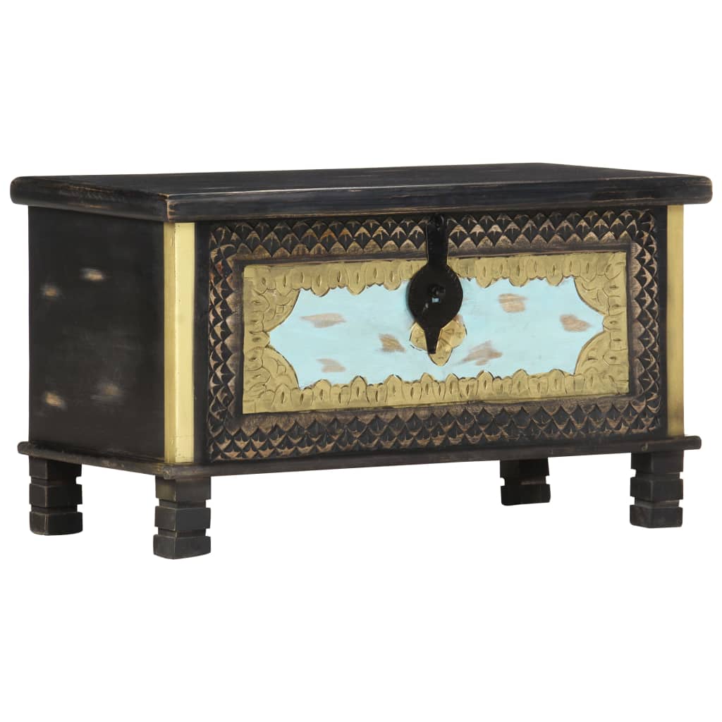 Coffre de rangement Noir 80x40x45 cm Bois de manguier massif - XIOS