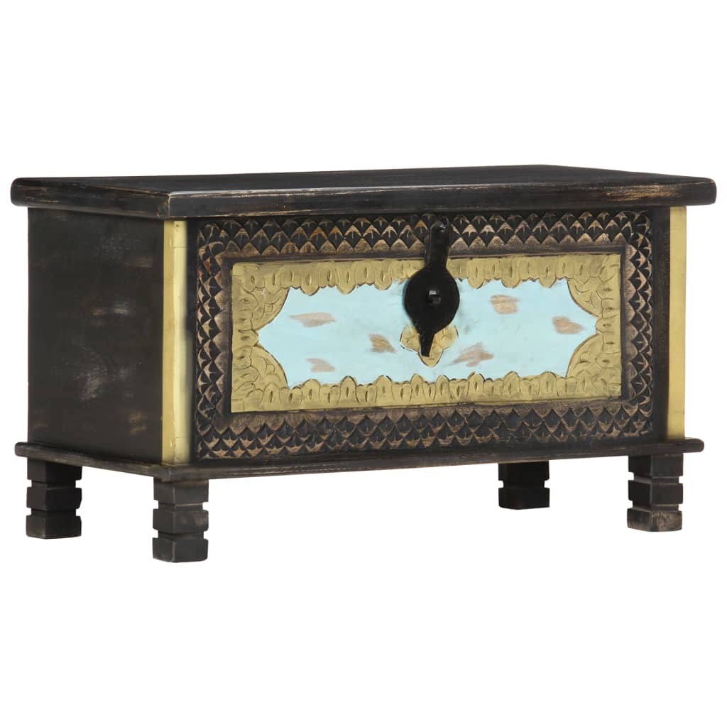 Coffre de rangement Noir 80x40x45 cm Bois de manguier massif - XIOS