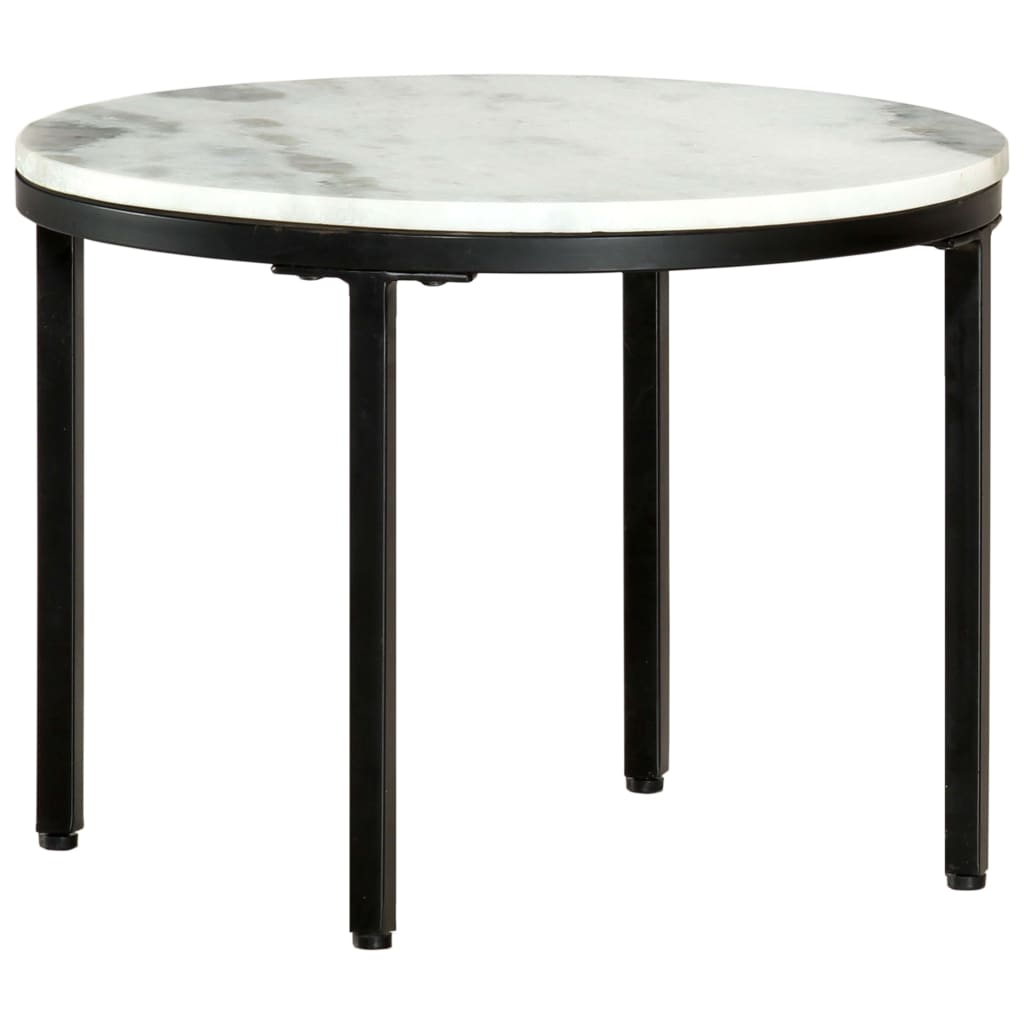 Table basse Blanc et noir Ø50 cm Marbre solide véritable - XIOS