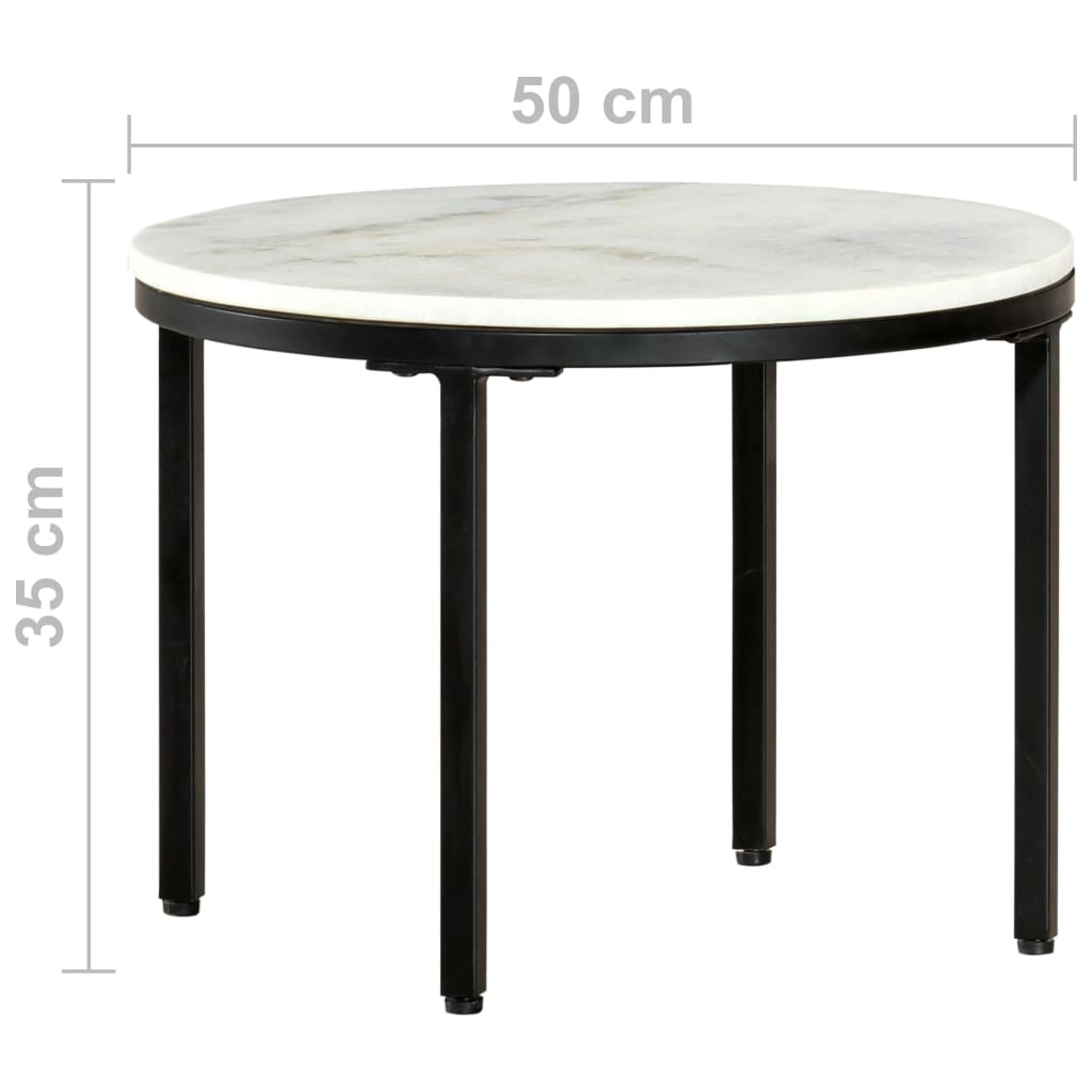 Table basse Blanc et noir Ø50 cm Marbre solide véritable - XIOS