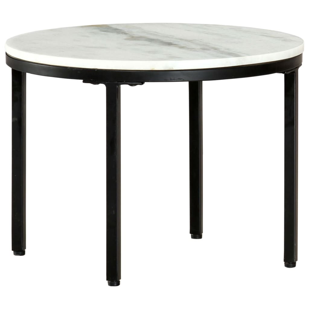Table basse Blanc et noir Ø50 cm Marbre solide véritable - XIOS