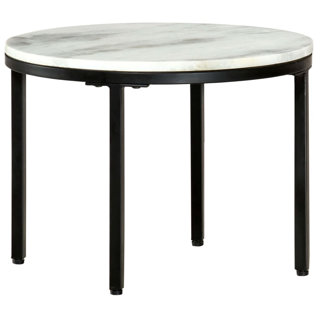 Table basse Blanc et noir Ø50 cm Marbre solide véritable - XIOS