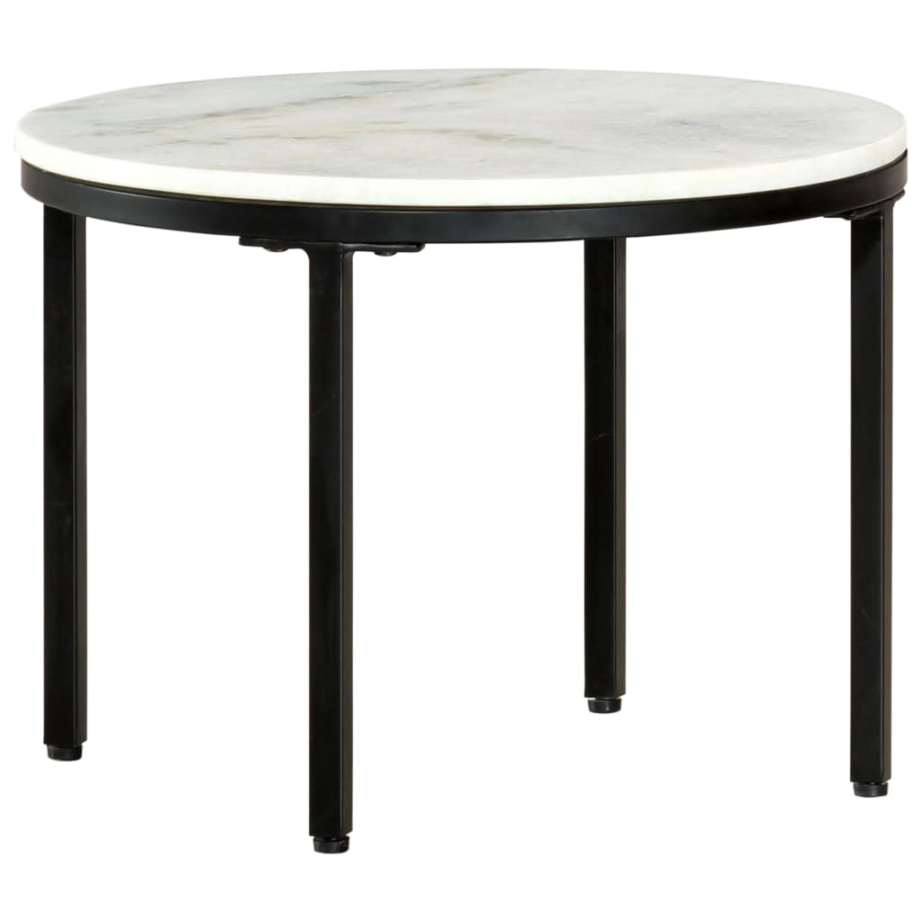 Table basse Blanc et noir Ø50 cm Marbre solide véritable - XIOS