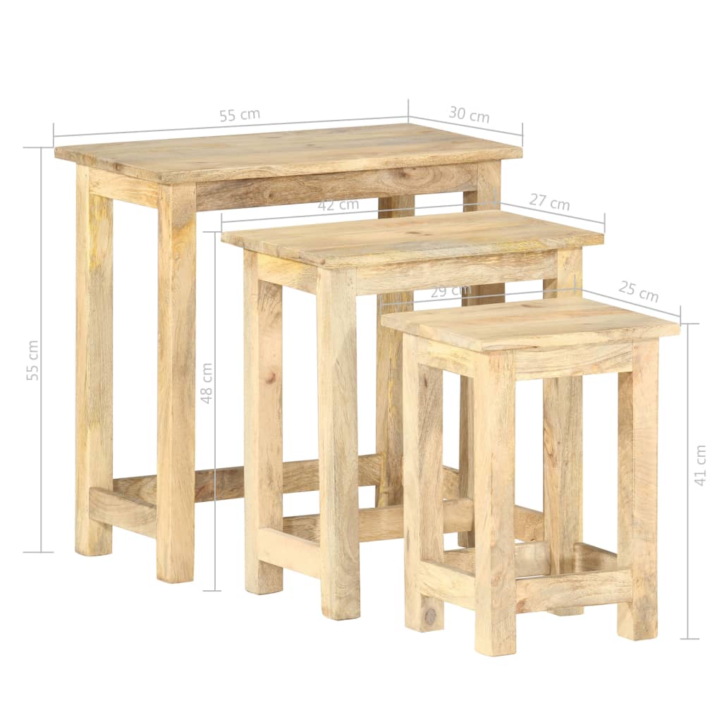 Tables gigognes 3 pcs Bois solide de manguier - XIOS