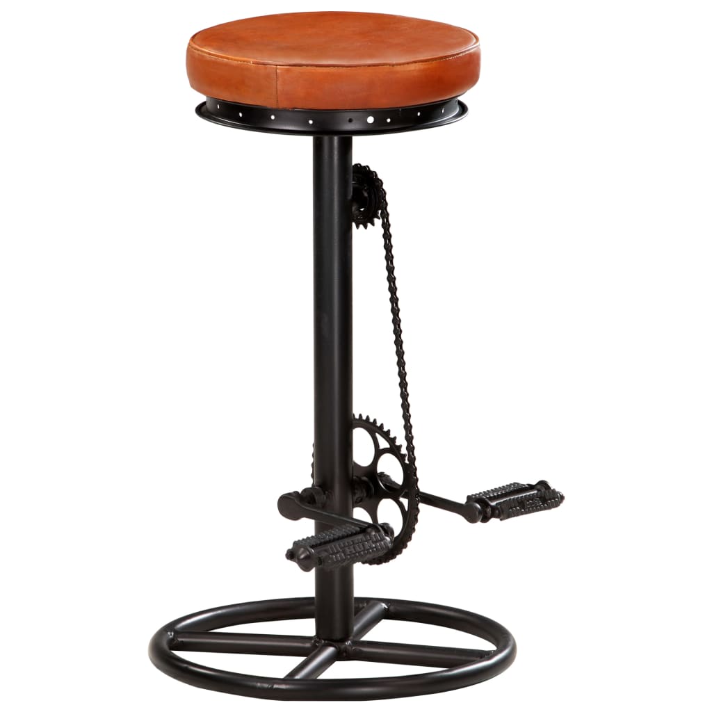 Tabourets de bar lot de 2 noir/marron cuir véritable de chèvre - XIOS