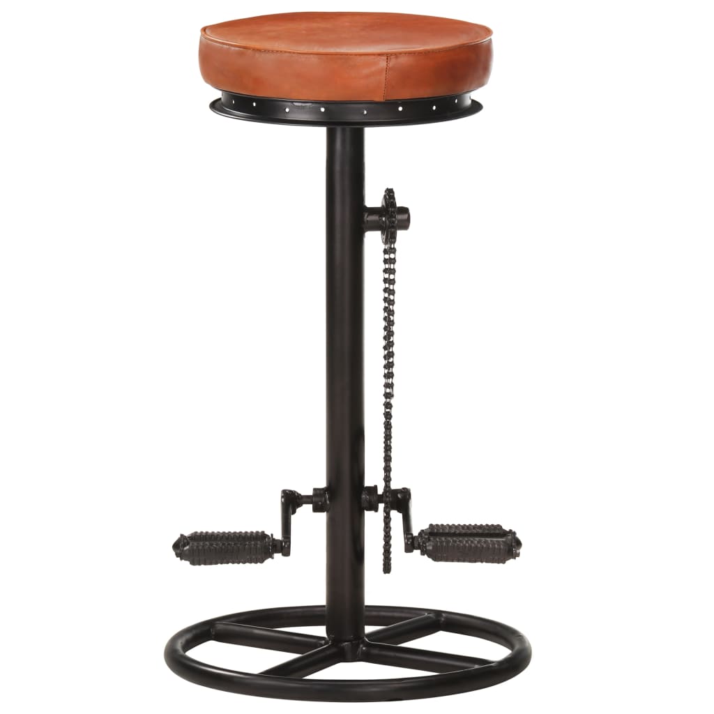 Tabourets de bar lot de 2 noir/marron cuir véritable de chèvre - XIOS