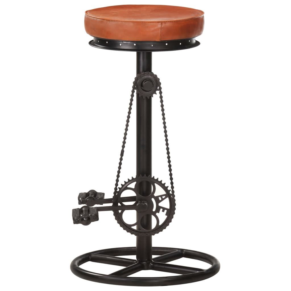 Tabourets de bar lot de 2 noir/marron cuir véritable de chèvre - XIOS