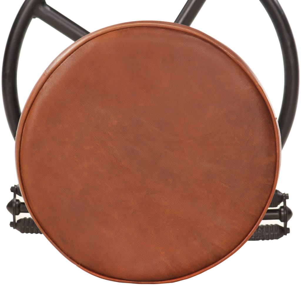 Tabourets de bar lot de 2 noir/marron cuir véritable de chèvre - XIOS