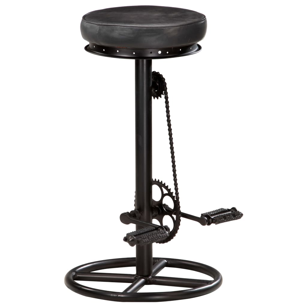 Tabourets de bar lot de 2 noir cuir véritable de chèvre - XIOS