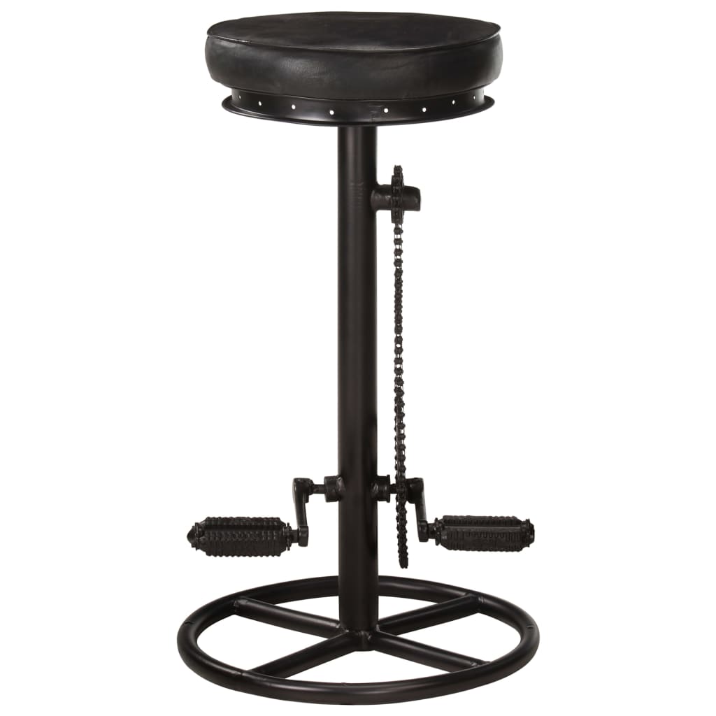 Tabourets de bar lot de 2 noir cuir véritable de chèvre - XIOS