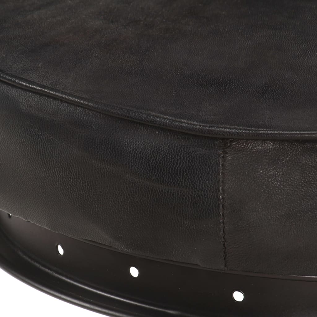 Tabourets de bar lot de 2 noir cuir véritable de chèvre - XIOS