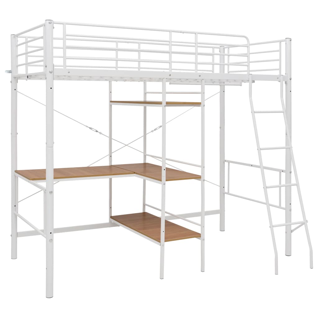 Lit superposé avec table sans matelas blanc métal 90x200 cm - XIOS