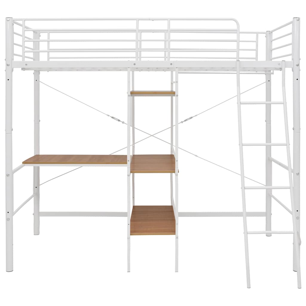 Lit superposé avec table sans matelas blanc métal 90x200 cm - XIOS