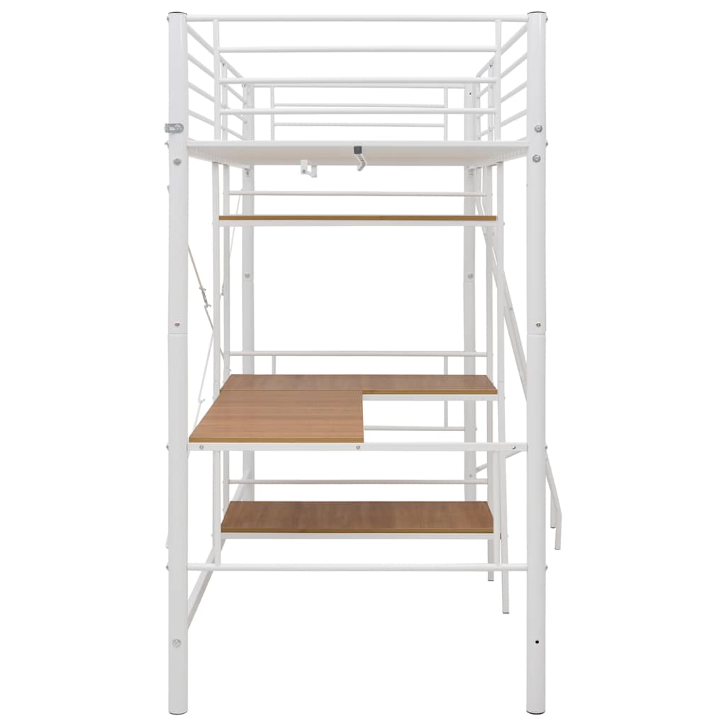 Lit superposé avec table sans matelas blanc métal 90x200 cm - XIOS